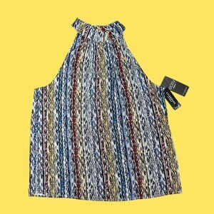 Liverpool Los Angeles Arrow Ikat Sleeveless High Neck Blouse M Multicolor Womens
